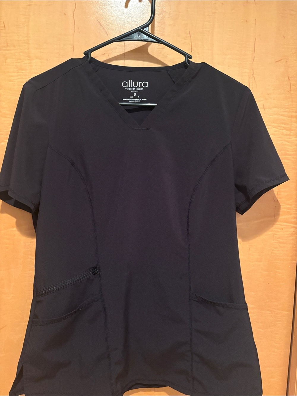 Cherokee Allura Black V-Neck Short Sleeve Scrub Top